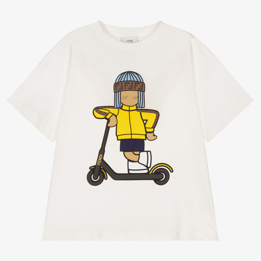 Fendi-Белая хлопковая футболка для мальчиков-подростков | Childrensalon Outlet