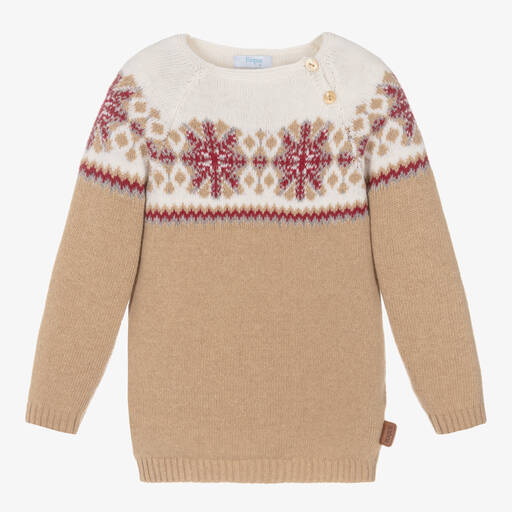 Foque-Beiger Norweger-Strickpullover | Childrensalon Outlet