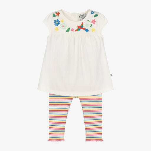 Frugi-Baby Girls Rainbow Stripe Leggings Set | Childrensalon Outlet