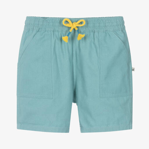 Frugi-Boys Blue Cotton Reversible Shark Shorts | Childrensalon Outlet