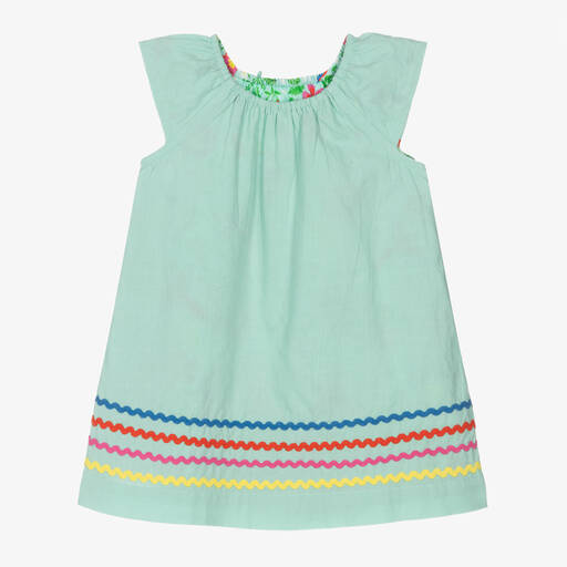 Frugi-Girls Green Cotton Reversible Dress | Childrensalon Outlet