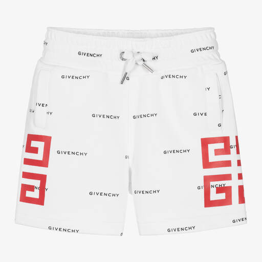 Givenchy-Boys White 4G Cotton Shorts | Childrensalon Outlet