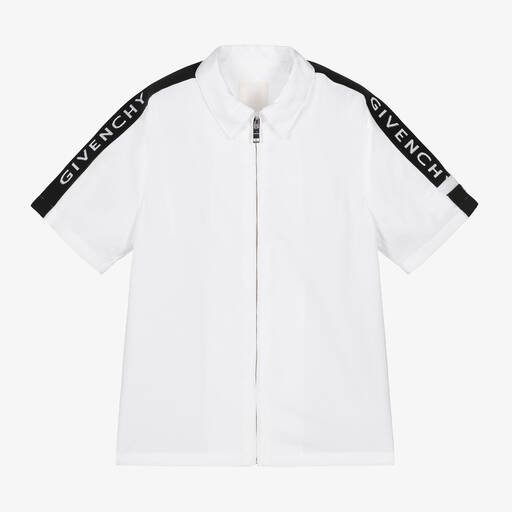 Givenchy-Boys White Cotton Zip-Up Shirt | Childrensalon Outlet