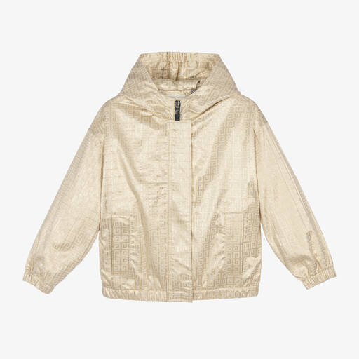 Givenchy-Girls Gold Jacquard Hooded Jacket | Childrensalon Outlet