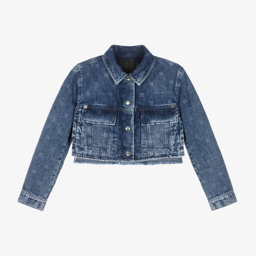 Givenchy-Girls Washed Blue Denim Jacket | Childrensalon Outlet