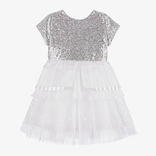 Givenchy-Girls White Tulle Sequin Dress | Childrensalon Outlet