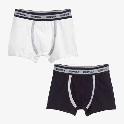Grigio Perla-Boys Cotton Boxer Shorts (2 Pack) | Childrensalon Outlet