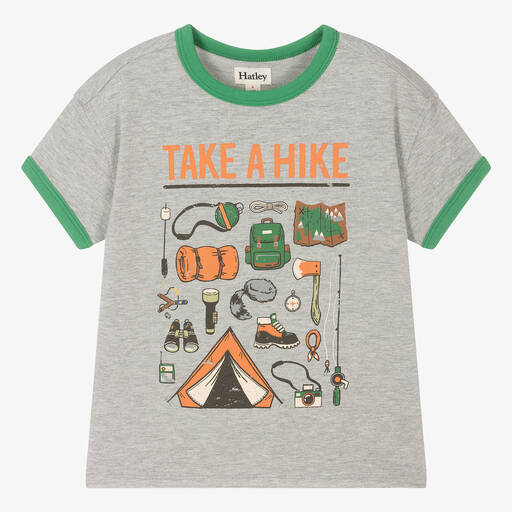 Hatley-Boys Grey Cotton Camping Print T-Shirt | Childrensalon Outlet