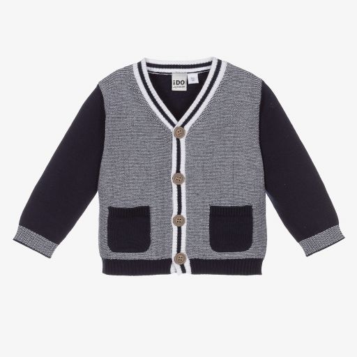 iDO Baby-Blue Cotton Baby Cardigan | Childrensalon Outlet
