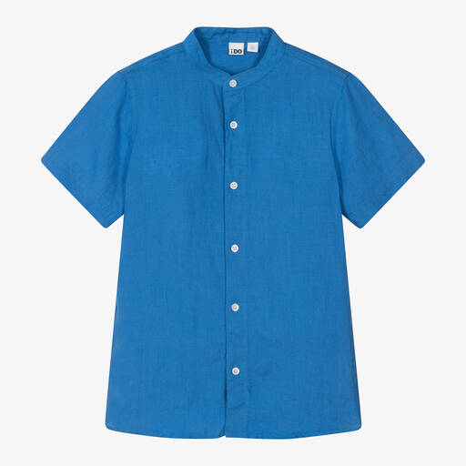 iDO Junior-Boys Blue Linen Shirt | Childrensalon Outlet