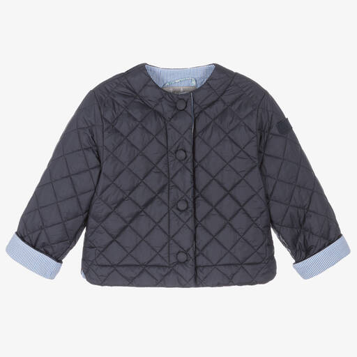 Il Gufo-Girls Navy Blue Quilted Jacket | Childrensalon Outlet