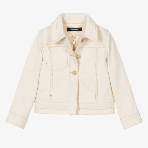 JACQUEMUS-Ivory Cotton Denim Jacket | Childrensalon Outlet