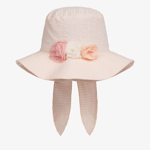 Jamiks-Girls Pink Cotton Floral Sun Hat | Childrensalon Outlet