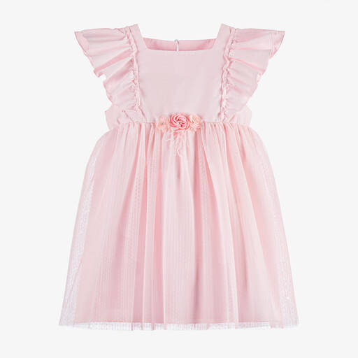 Jamiks-Girls Pink Cotton & Tulle Dress | Childrensalon Outlet