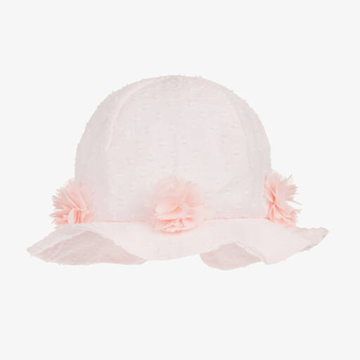 Jamiks-Girls Pink Flower Cotton Sun Hat | Childrensalon Outlet