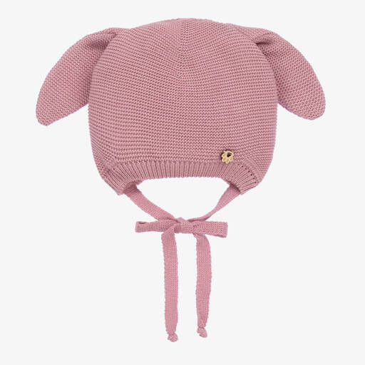 Jamiks-Pink Cotton Knit Bunny Ears Baby Hat | Childrensalon Outlet