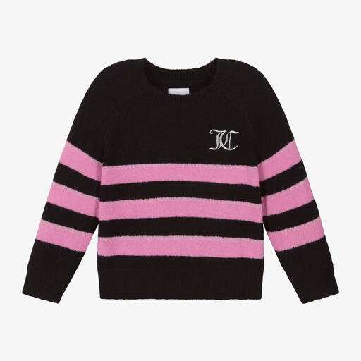 Juicy Couture-Girls Black Striped Knit Sweater | Childrensalon Outlet