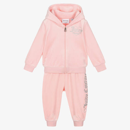 Juicy Couture-Girls Pale Pink Logo Velour Tracksuit | Childrensalon Outlet