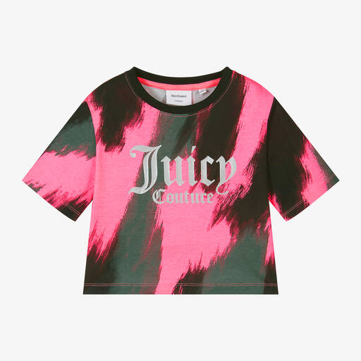 Juicy Couture-Girls Pink Abstract Print Cotton T-Shirt | Childrensalon Outlet