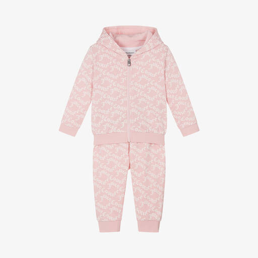 Juicy Couture-Girls Pink Cotton Jersey Tracksuit | Childrensalon Outlet