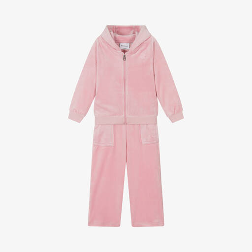 Juicy Couture-Girls Pink Embroidered Velour Tracksuit | Childrensalon Outlet