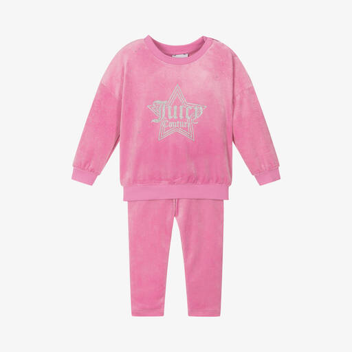 Juicy Couture-Girls Pink Sparkle Velour Leggings Set | Childrensalon Outlet