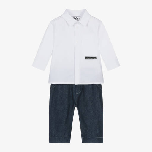 KARL LAGERFELD KIDS-Boys Blue Denim Jeans Set | Childrensalon Outlet