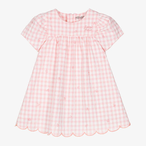 KENZO KIDS-Baby Girls Pink Cotton Gingham Dress | Childrensalon Outlet