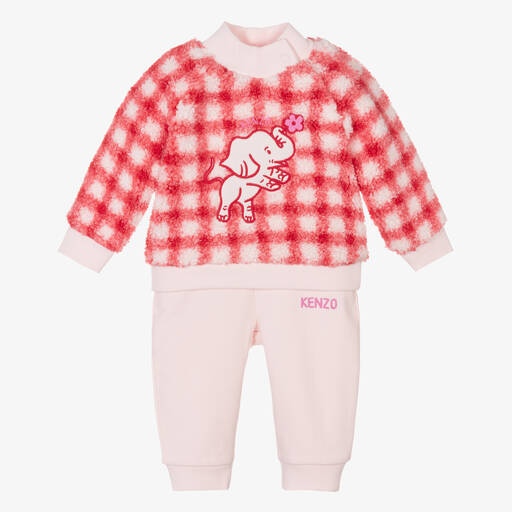 KENZO KIDS-Baby Girls Pink & Red Elephant Trouser Set | Childrensalon Outlet