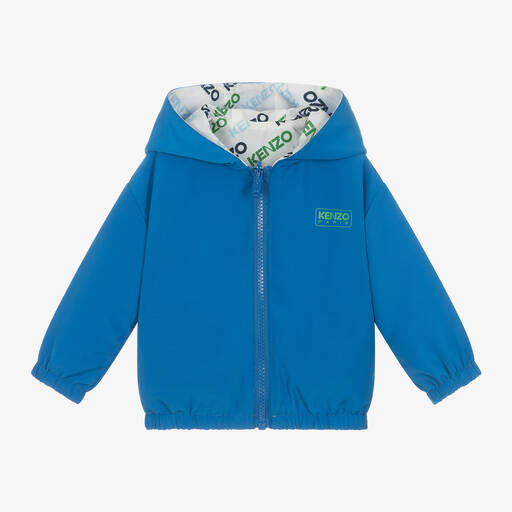 KENZO KIDS-Blue Hooded Reversible Jacket | Childrensalon Outlet