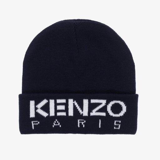 KENZO KIDS-Navy Blue Knitted Beanie Hat | Childrensalon Outlet