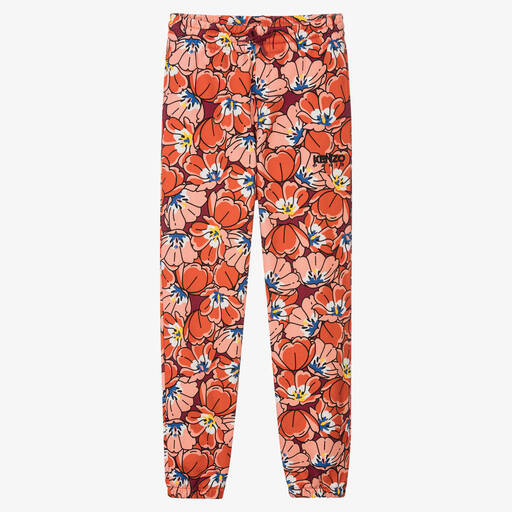 KENZO KIDS-Teen Girls Red Cotton Floral Joggers | Childrensalon Outlet
