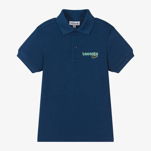 Lacoste-Boys Blue Cotton Polo Shirt | Childrensalon Outlet