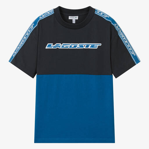 Lacoste-Teen Boys Blue Cotton Racing Logo T-Shirt | Childrensalon Outlet