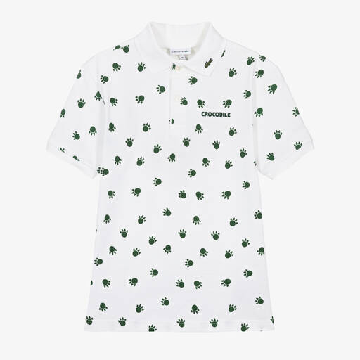 Lacoste-Teen Boys White Crocodile T-Shirt | Childrensalon Outlet