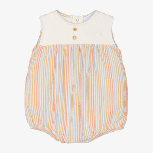 Laranjinha-Beige Striped Seersucker Shortie | Childrensalon Outlet