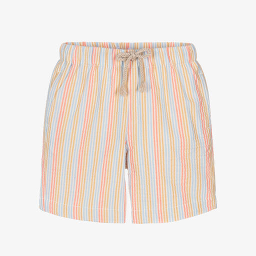 Laranjinha-Boys Beige Stripe Cotton Shorts | Childrensalon Outlet