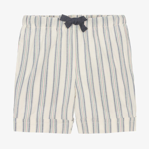 Laranjinha-Boys Ivory Striped Cotton Shorts | Childrensalon Outlet