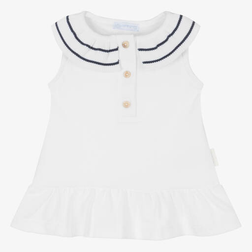 Laranjinha-Girls White Cotton Piqué Dress | Childrensalon Outlet