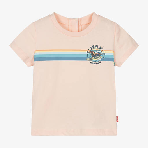 Levi's-Pink Organic Cotton Surfing Dog T-Shirt | Childrensalon Outlet