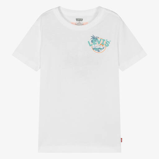 Levi's-Teen Boys White Graphic Print Cotton T-Shirt | Childrensalon Outlet