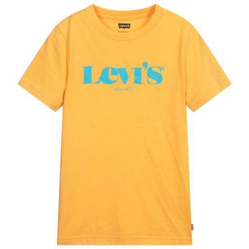 Levi's-تيشيرت تينز ولادي قطن جيرسي لون برتقالي | Childrensalon Outlet