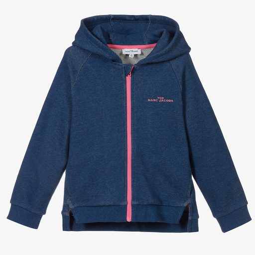 MARC JACOBS-Blue Cotton Logo Zip-Up Top | Childrensalon Outlet