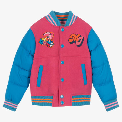 MARC JACOBS-Girls Pink & Blue Bomber Jacket | Childrensalon Outlet