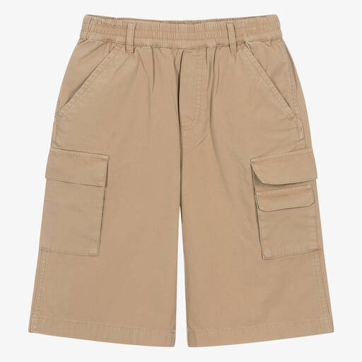 MARC JACOBS-Teen Beige Cotton Twill Cargo Shorts | Childrensalon Outlet