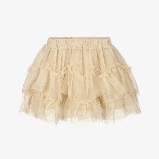 Mayoral-Beige Tulle Ruffle Skirt | Childrensalon Outlet