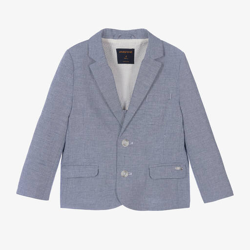 Mayoral-Boys Blue Cotton & Linen Blazer | Childrensalon Outlet