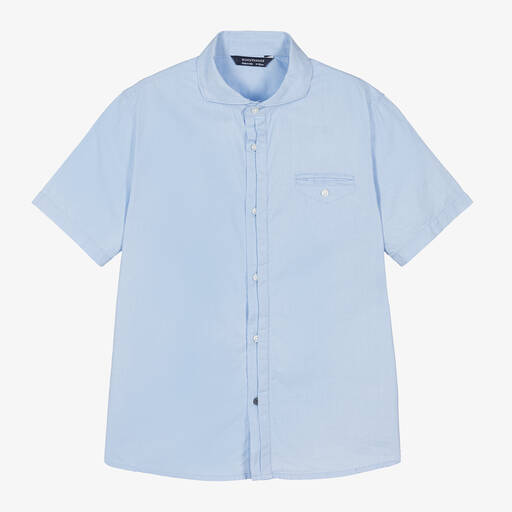 Mayoral Nukutavake-Boys Light Blue Cotton Shirt | Childrensalon Outlet