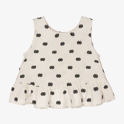 Mayoral-Bluse mit Punkten in Beige/Schwarz | Childrensalon Outlet