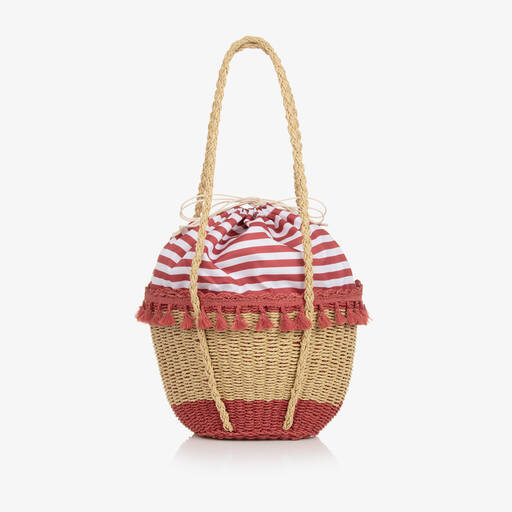 Mayoral-Girls Beige & Pink Straw Bag (32cm) | Childrensalon Outlet